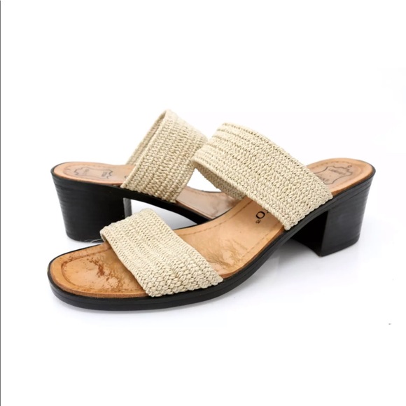 Callisto Shoes - Callisto Womens Beige Two Strap Block Heel Sandals